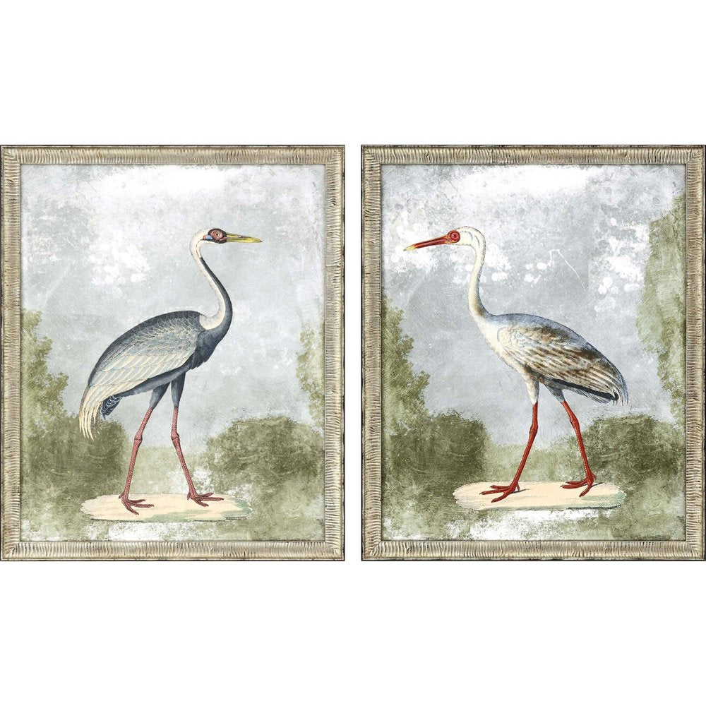 Set Of Two Cranes I Silver Framed Print Wall Art HomeRoots