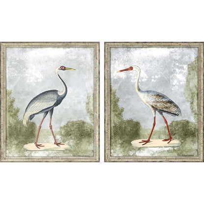 Set Of Two Cranes I Silver Framed Print Wall Art HomeRoots
