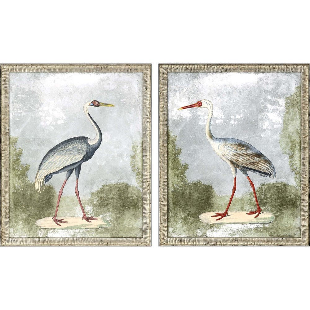 Set Of Two Cranes I Silver Framed Print Wall Art HomeRoots