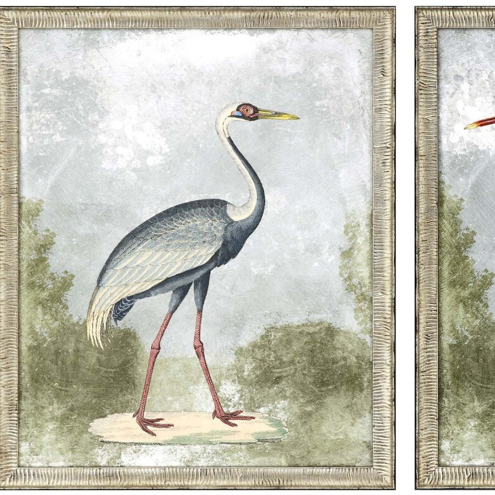 Set Of Two Cranes I Silver Framed Print Wall Art HomeRoots