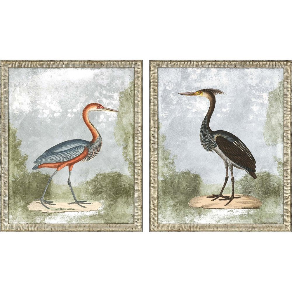 Set Of Two Cranes II Silver Framed Print Wall Art HomeRoots