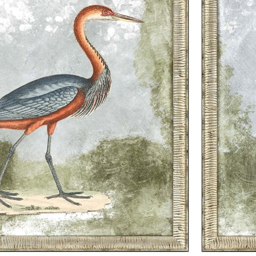 Set Of Two Cranes II Silver Framed Print Wall Art HomeRoots