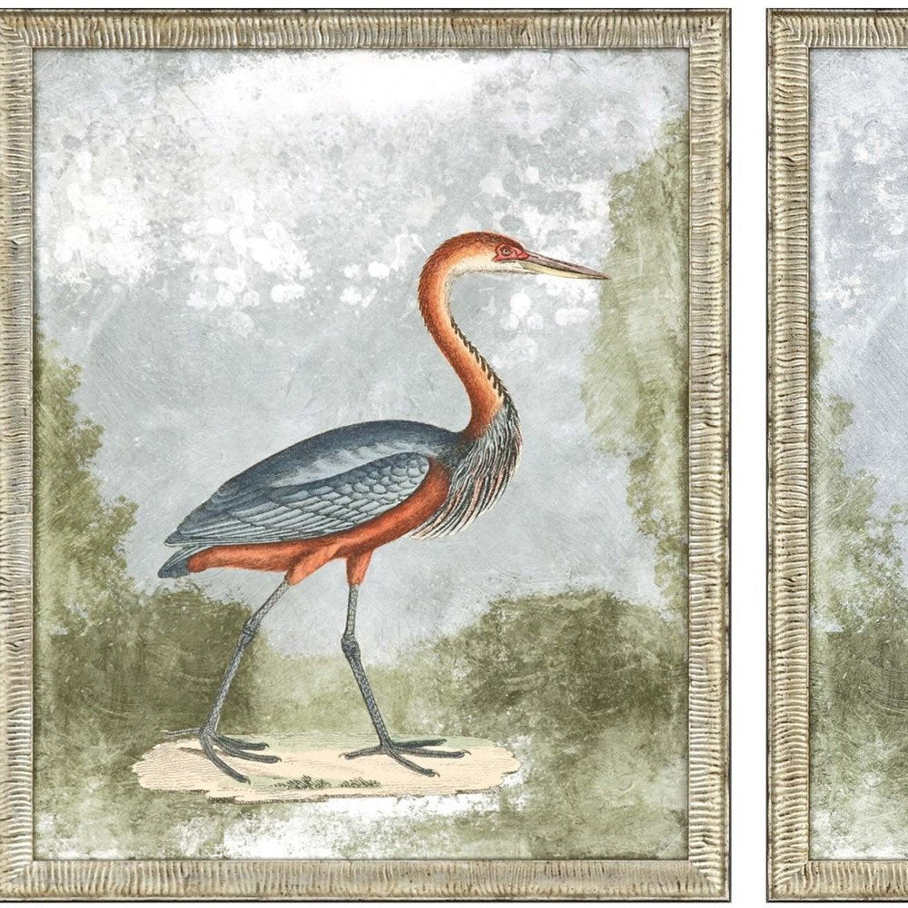 Set Of Two Cranes II Silver Framed Print Wall Art HomeRoots