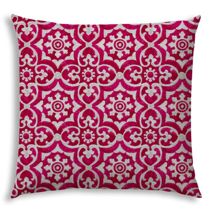 20" X 20" Magenta Blown Seam Stencil Indoor Outdoor Throw Pillow