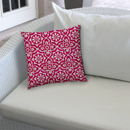 20" X 20" Magenta Blown Seam Stencil Indoor Outdoor Throw Pillow