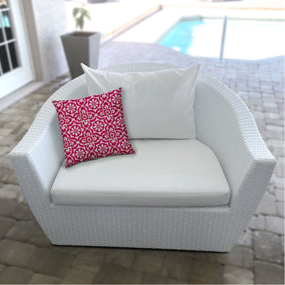 20" X 20" Magenta Blown Seam Stencil Indoor Outdoor Throw Pillow