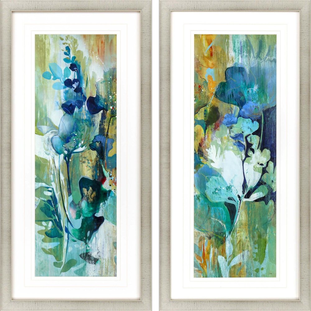Set Of Two Botanical Illusion Gold Framed Print Wall Art HomeRoots