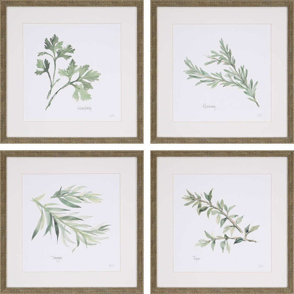 Set Of Four Herbs Gold Framed Print Wall Art HomeRoots