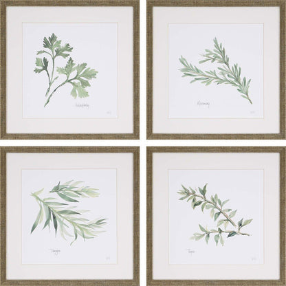 Set Of Four Herbs Gold Framed Print Wall Art HomeRoots