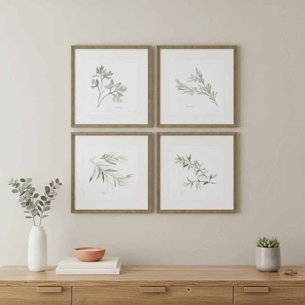 Set Of Four Herbs Gold Framed Print Wall Art HomeRoots