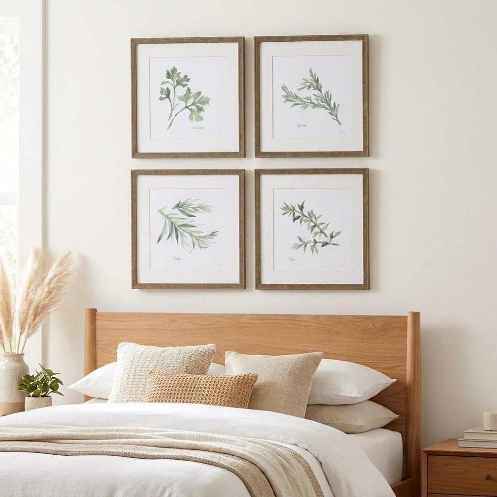 Set Of Four Herbs Gold Framed Print Wall Art HomeRoots