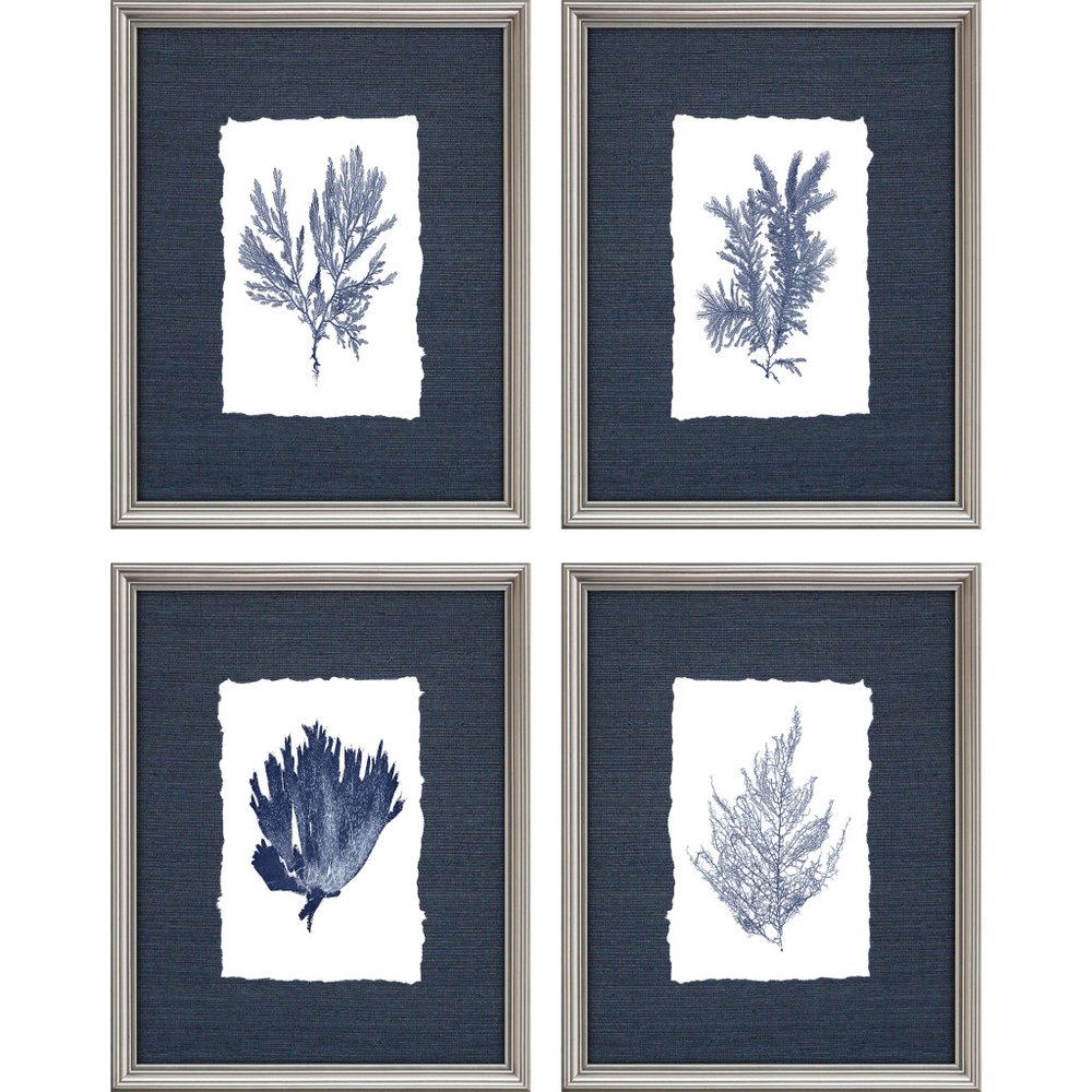 Set Of Four Coral Silver Framed Print Wall Art HomeRoots