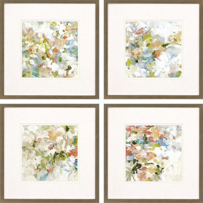 Set Of Four Modern Abstract Floral Gold Framed Wall Art HomeRoots