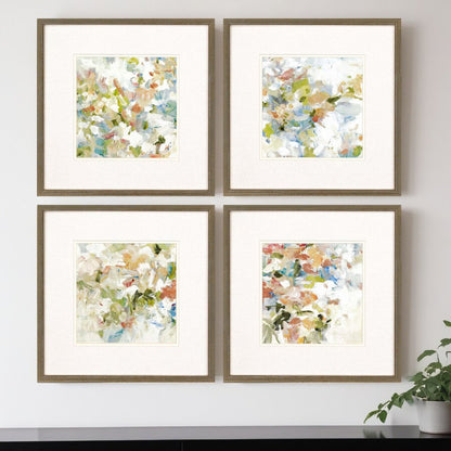 Set Of Four Modern Abstract Floral Gold Framed Wall Art HomeRoots