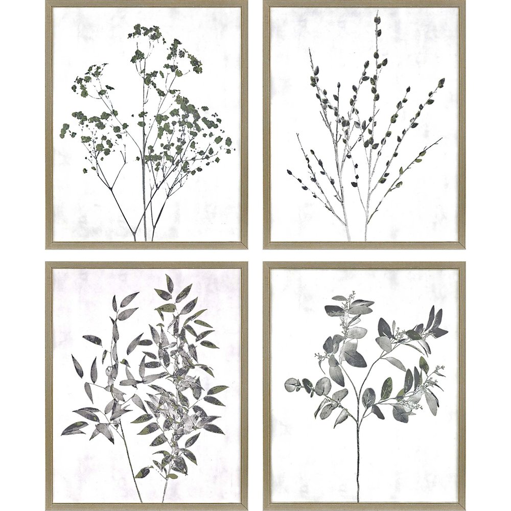 Set Of Four Floral Wild Gold Framed Print Wall Art HomeRoots