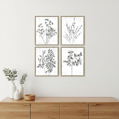 Set Of Four Floral Wild Gold Framed Print Wall Art HomeRoots