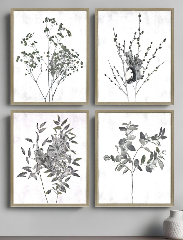 Set Of Four Floral Wild Gold Framed Print Wall Art HomeRoots