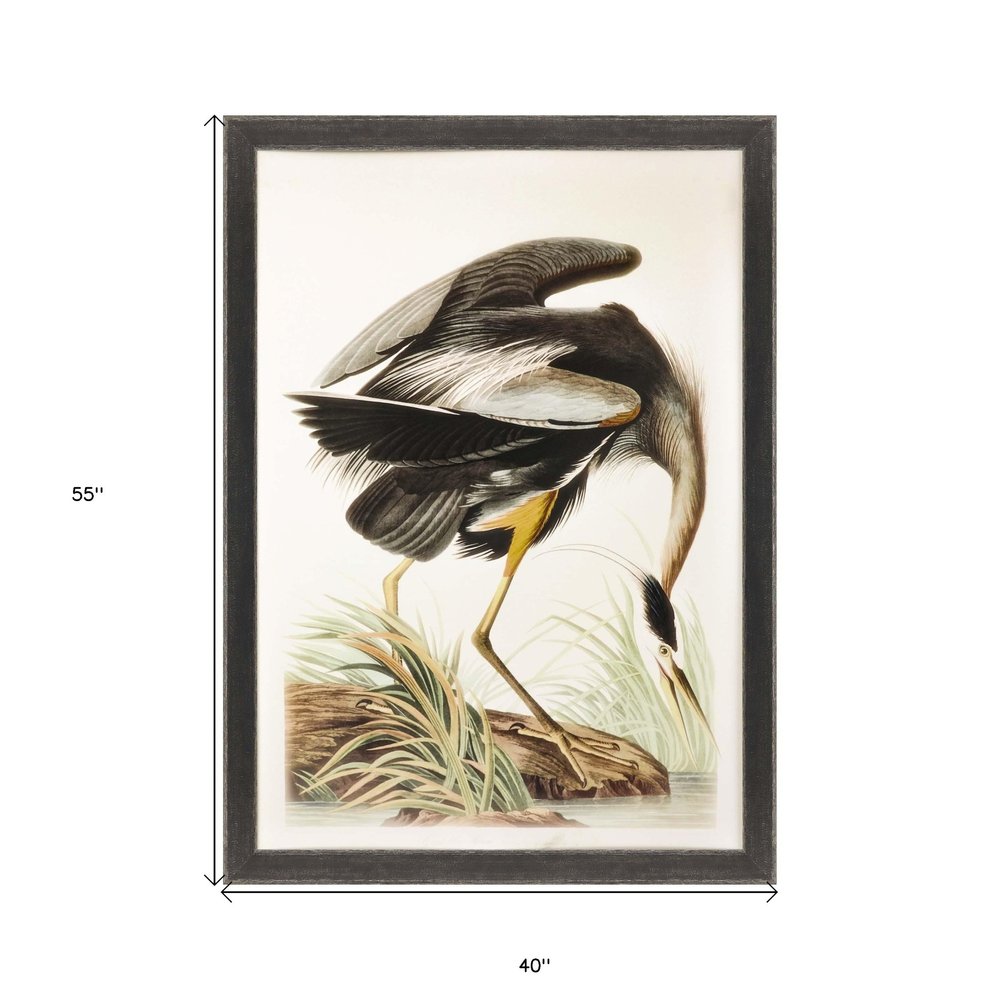 Great Blue Heron Framed Art Brown Picture Frame Print Wall Art HomeRoots