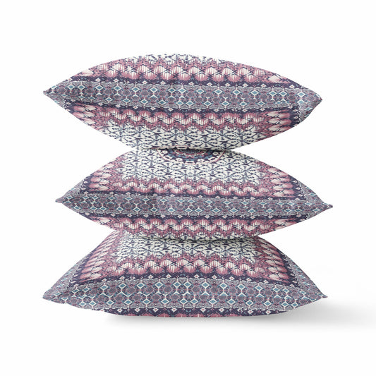 20" X 20" Gray Pink Floral Blown Seam Suede Throw Pillow FurniFindUSA