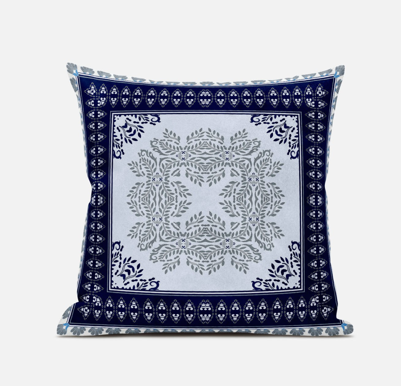 20" X 20" Dark Blue Gray Geometric Blown Seam Suede Throw Pillow FurniFindUSA