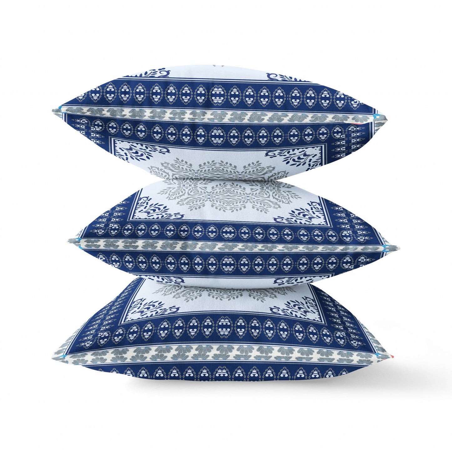 20" X 20" Dark Blue Gray Geometric Blown Seam Suede Throw Pillow FurniFindUSA