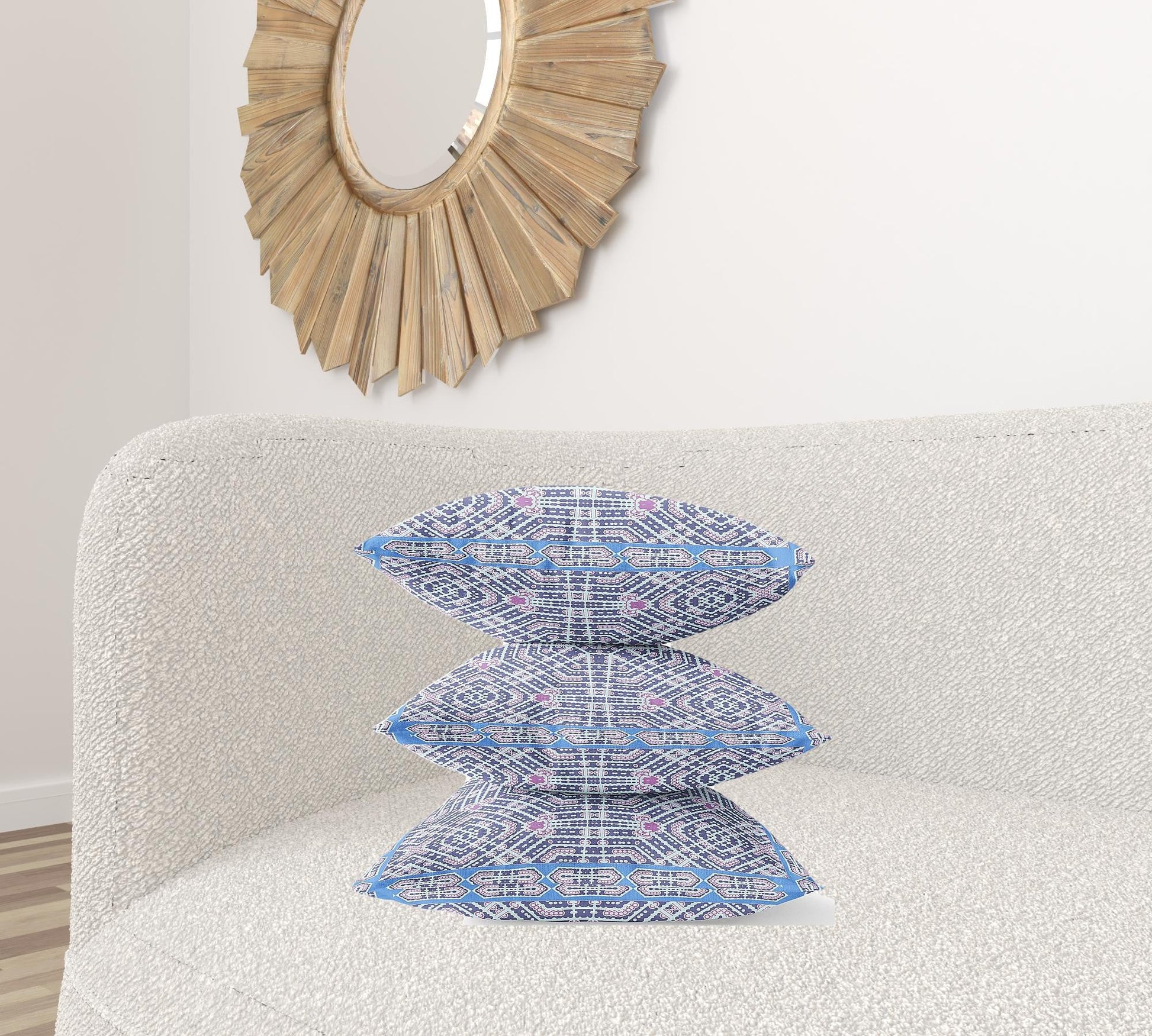 20" X 20" Indigo Hot Pink Geometric Blown Seam Suede Throw Pillow FurniFindUSA