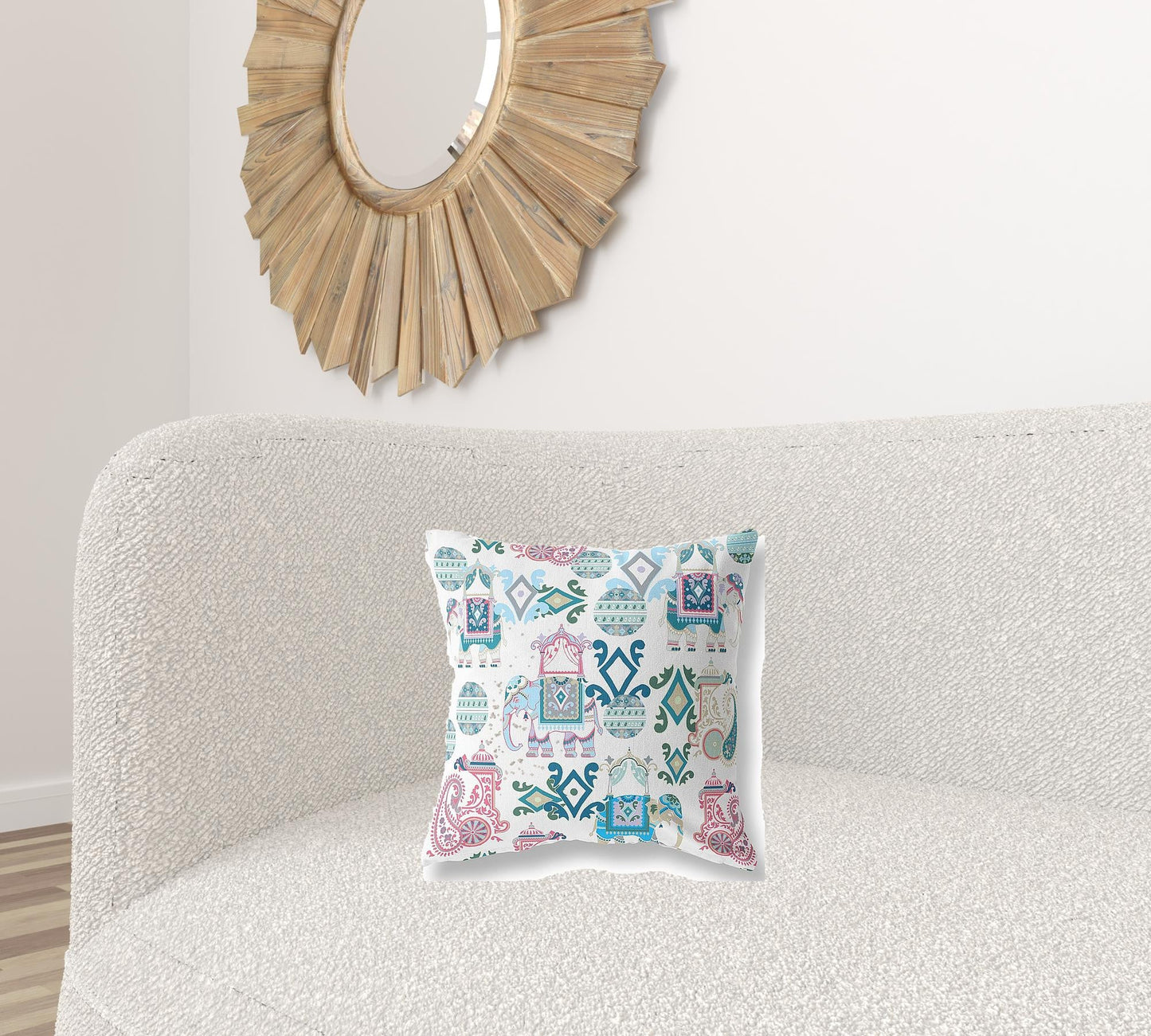 16" X 16" Pink And White Paisley Zippered Suede Throw Pillow FurniFindUSA