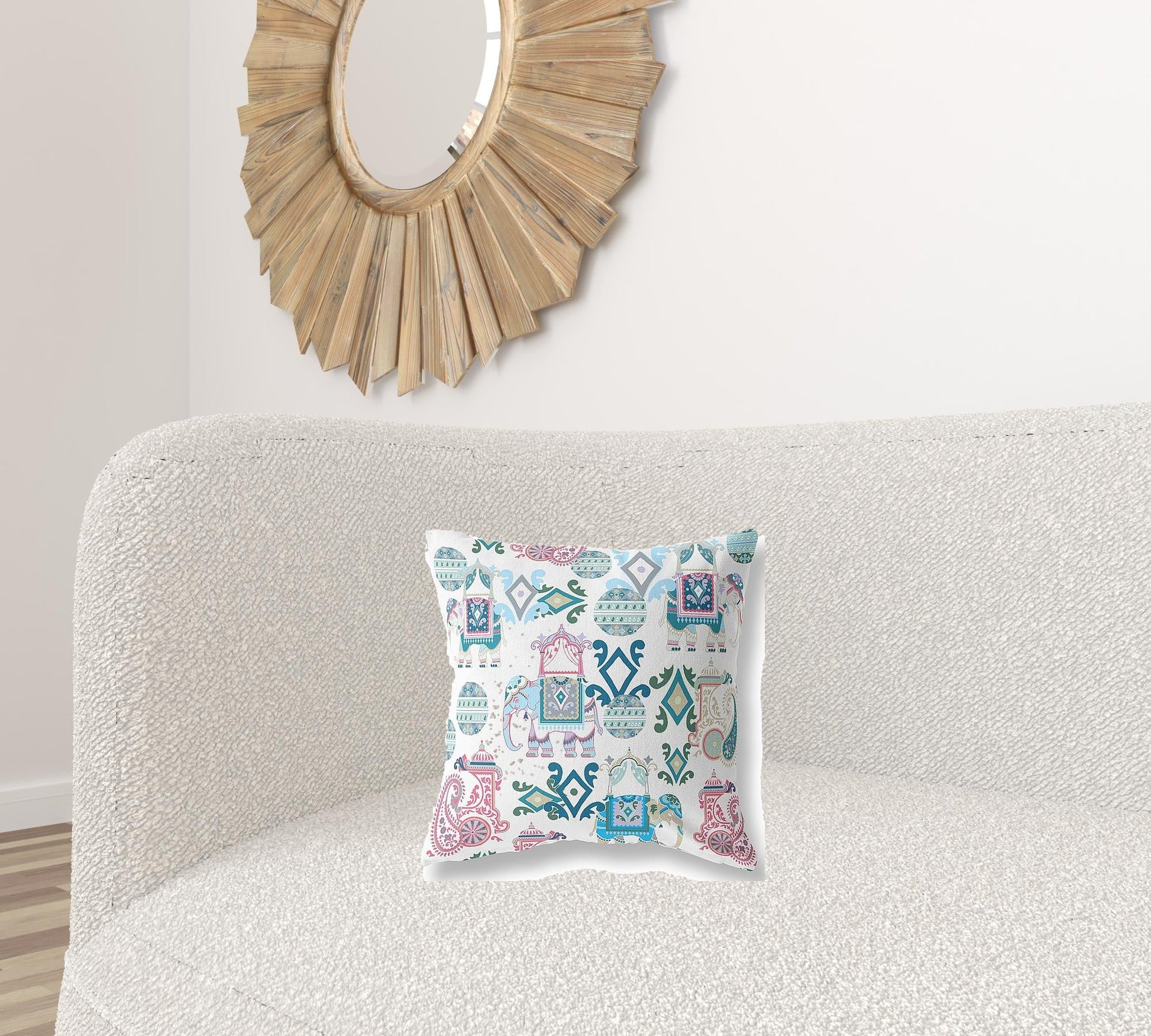 16" X 16" Pink And White Paisley Zippered Suede Throw Pillow FurniFindUSA
