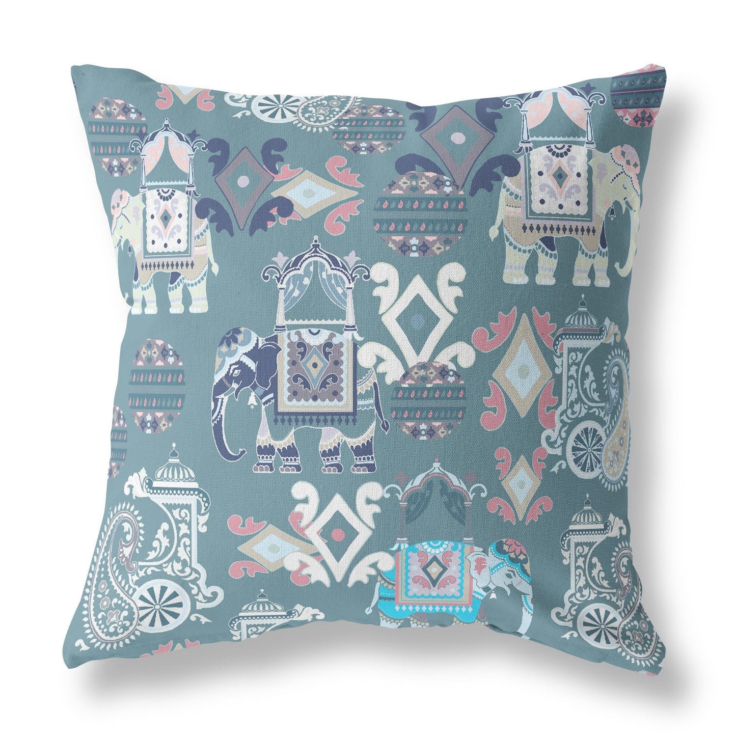 16" X 16" Gray And White Paisley Zippered Suede Throw Pillow FurniFindUSA