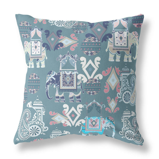 16" X 16" Gray And White Paisley Zippered Suede Throw Pillow FurniFindUSA