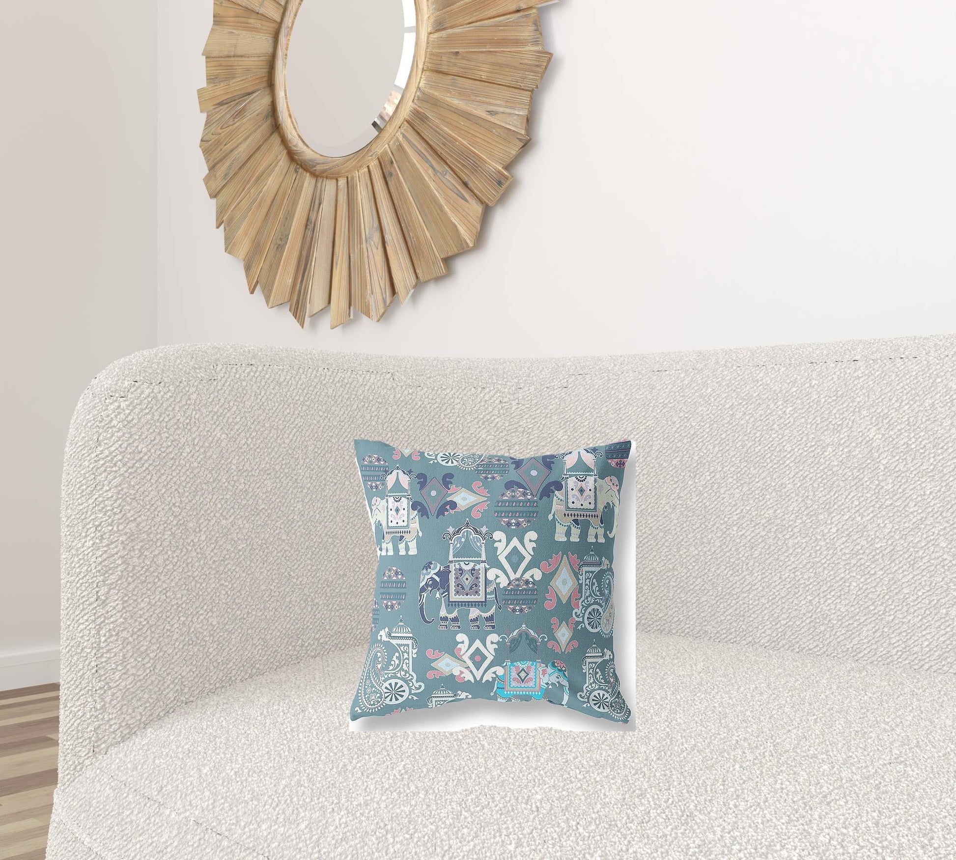 16" X 16" Gray And White Paisley Zippered Suede Throw Pillow FurniFindUSA