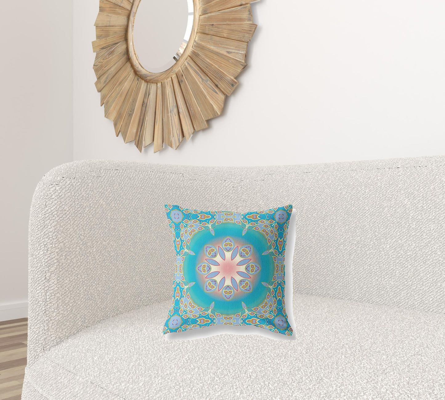 16" X 16" Blue And Green Geometric Zippered Suede Throw Pillow FurniFindUSA