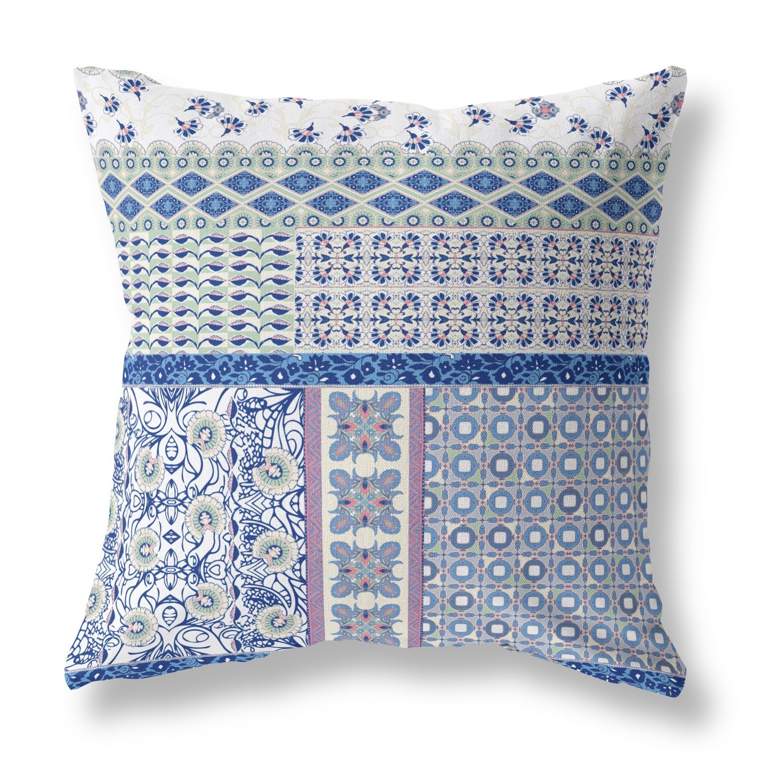 16"X16" Blue And Purple Microsuede Patchwork Zippered Pillow 5.0" (L) x 16.0" (W) x 16.0" (H) FurniFindUSA