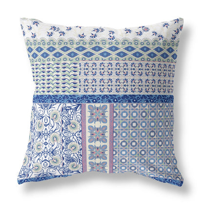 16"X16" Blue And Purple Microsuede Patchwork Zippered Pillow 5.0" (L) x 16.0" (W) x 16.0" (H) FurniFindUSA