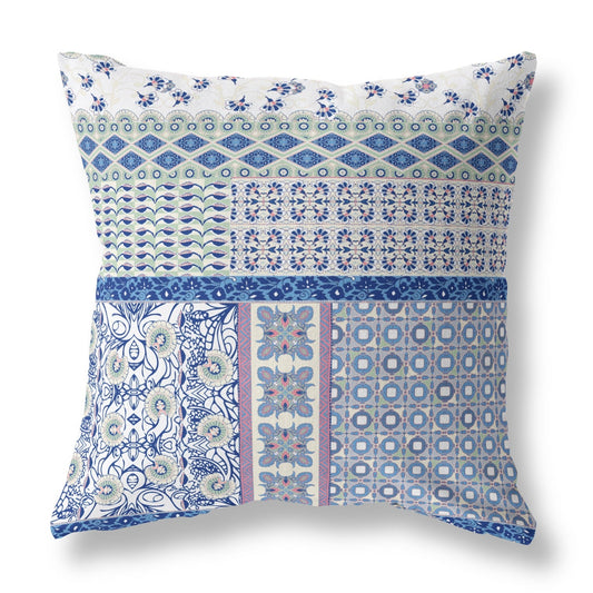 16"X16" Blue And Purple Microsuede Patchwork Zippered Pillow 5.0" (L) x 16.0" (W) x 16.0" (H) FurniFindUSA