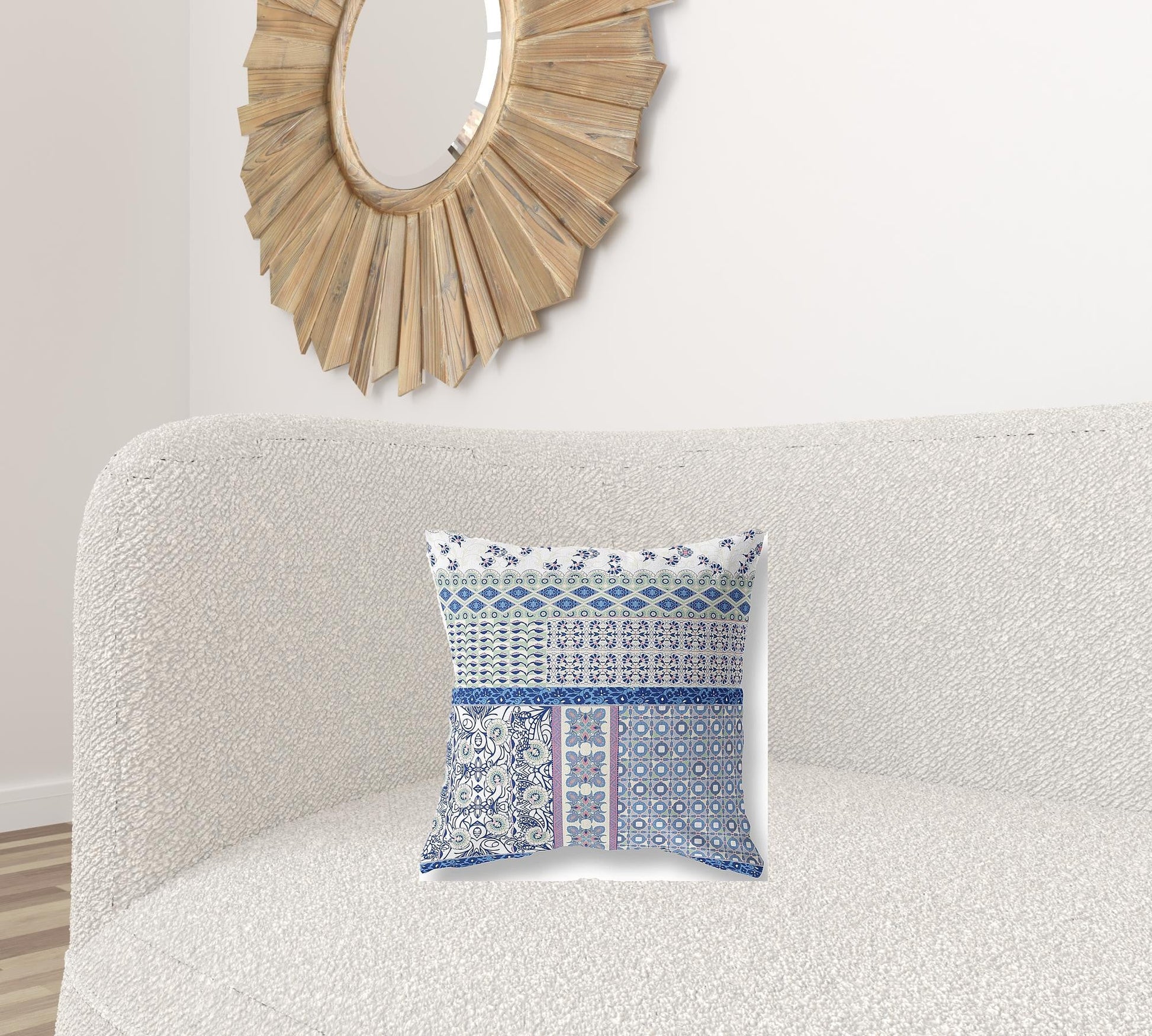 16"X16" Blue And Purple Microsuede Patchwork Zippered Pillow 5.0" (L) x 16.0" (W) x 16.0" (H) FurniFindUSA