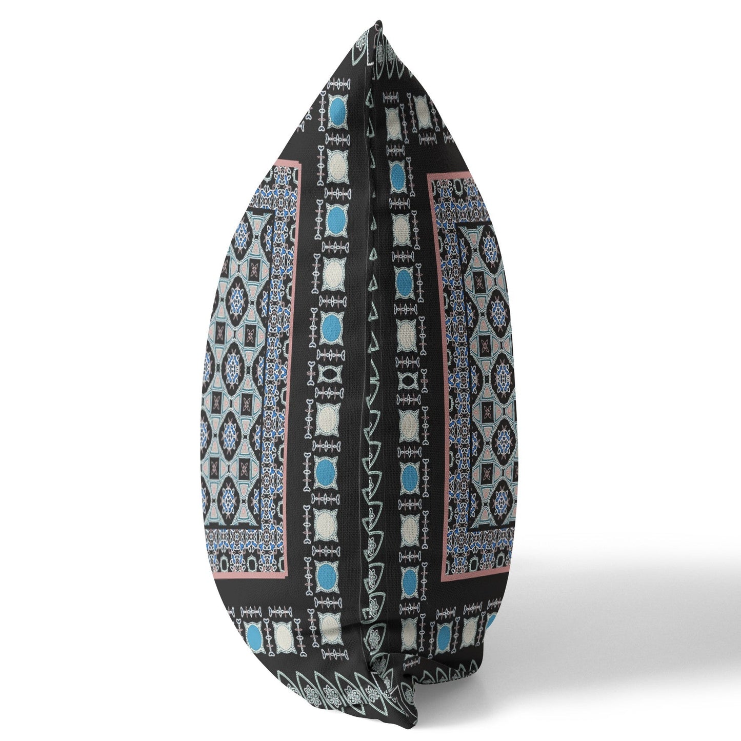 16" X 16" Black And Blue Floral Zippered Suede Throw Pillow FurniFindUSA