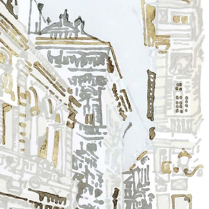 Set Of Four Street Scenes Gold Framed Print Wall Art