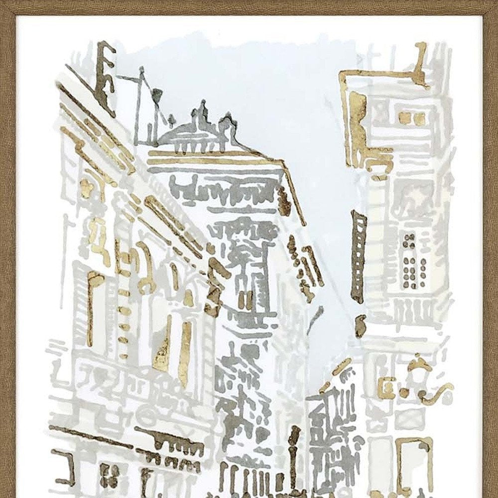 Set Of Four Street Scenes Gold Framed Print Wall Art