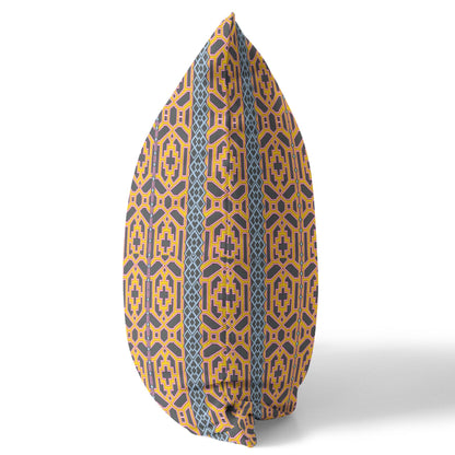 16" X 16" Brown And Yellow Geometric Zippered Suede Throw Pillow FurniFindUSA