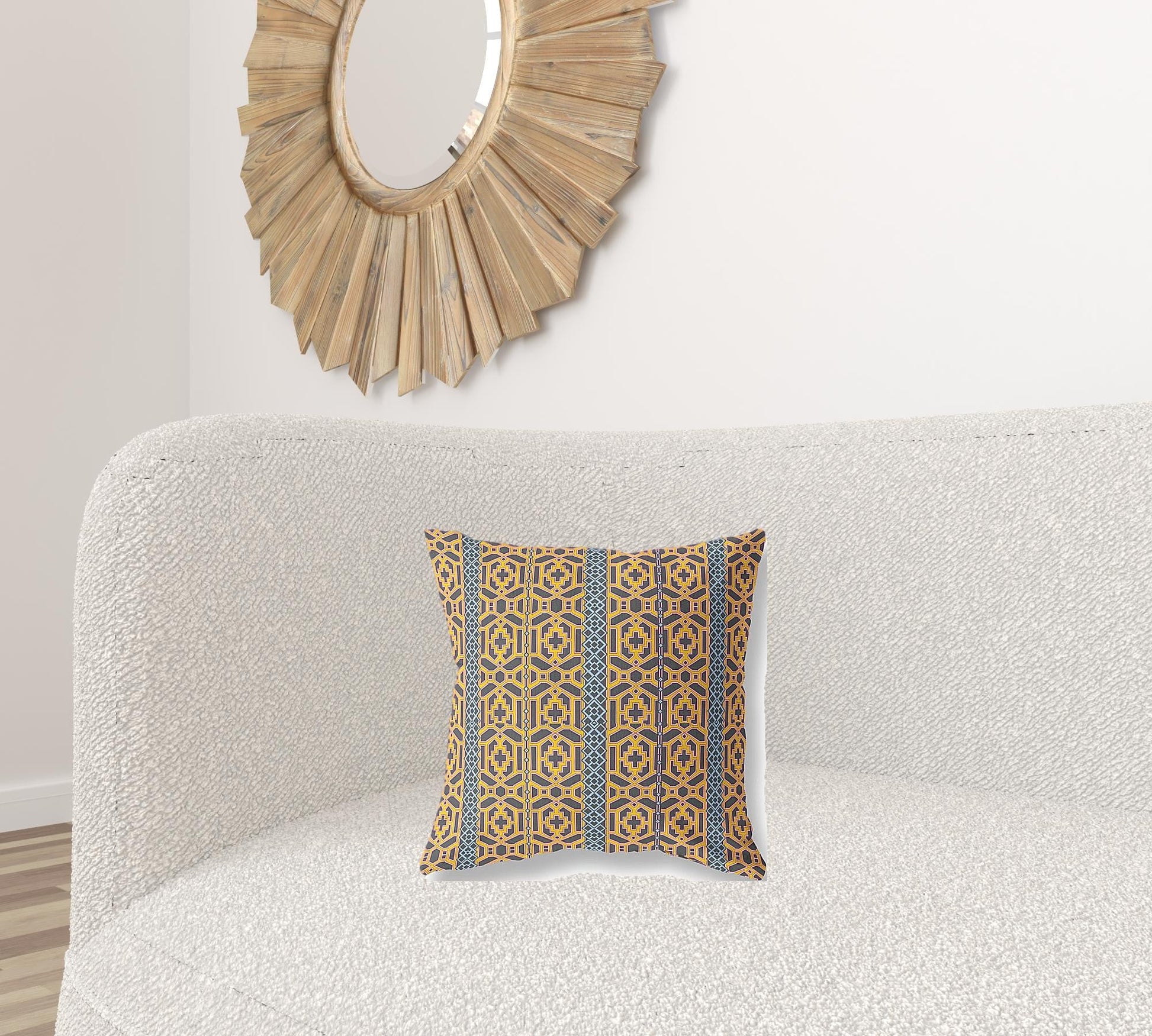 16" X 16" Brown And Yellow Geometric Zippered Suede Throw Pillow FurniFindUSA