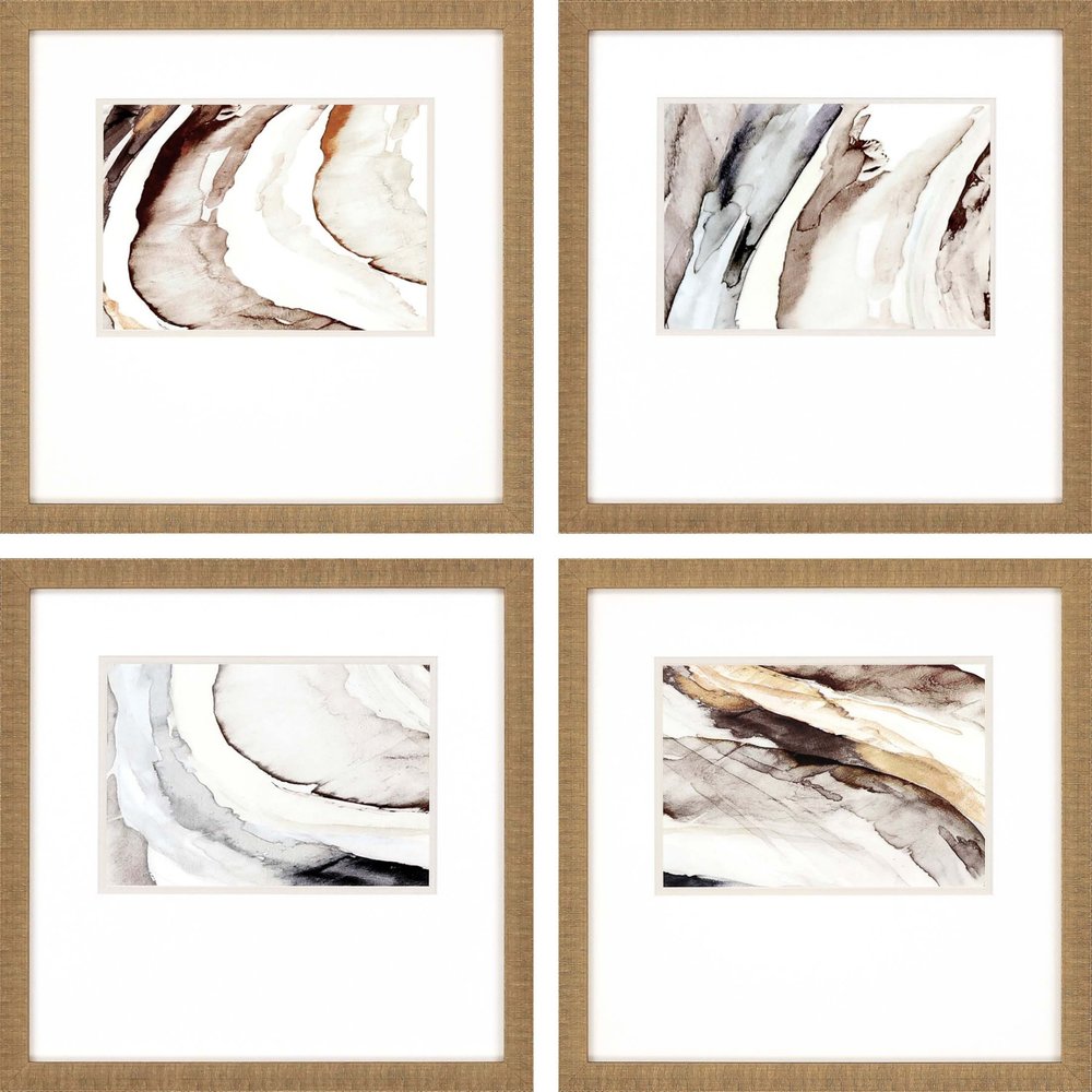 Set Of Four Gulf Gold Framed Print Wall Art