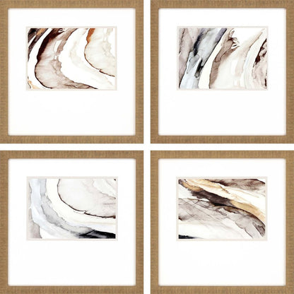 Set Of Four Gulf Gold Framed Print Wall Art
