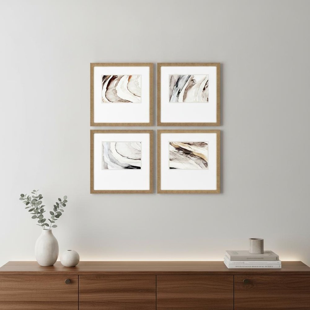 Set Of Four Gulf Gold Framed Print Wall Art