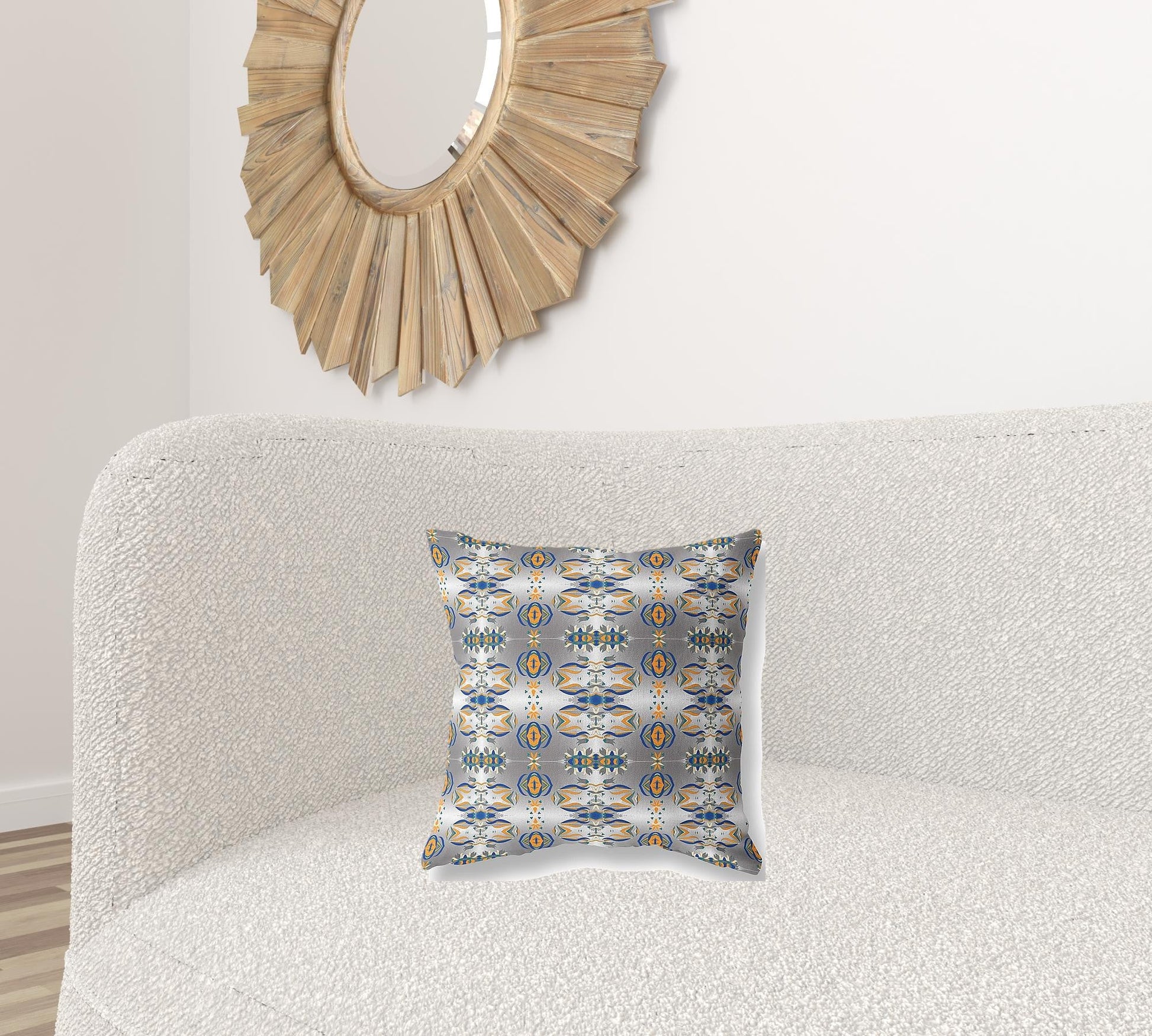16" X 16" Gray And Orange Abstract Zippered Suede Throw Pillow FurniFindUSA
