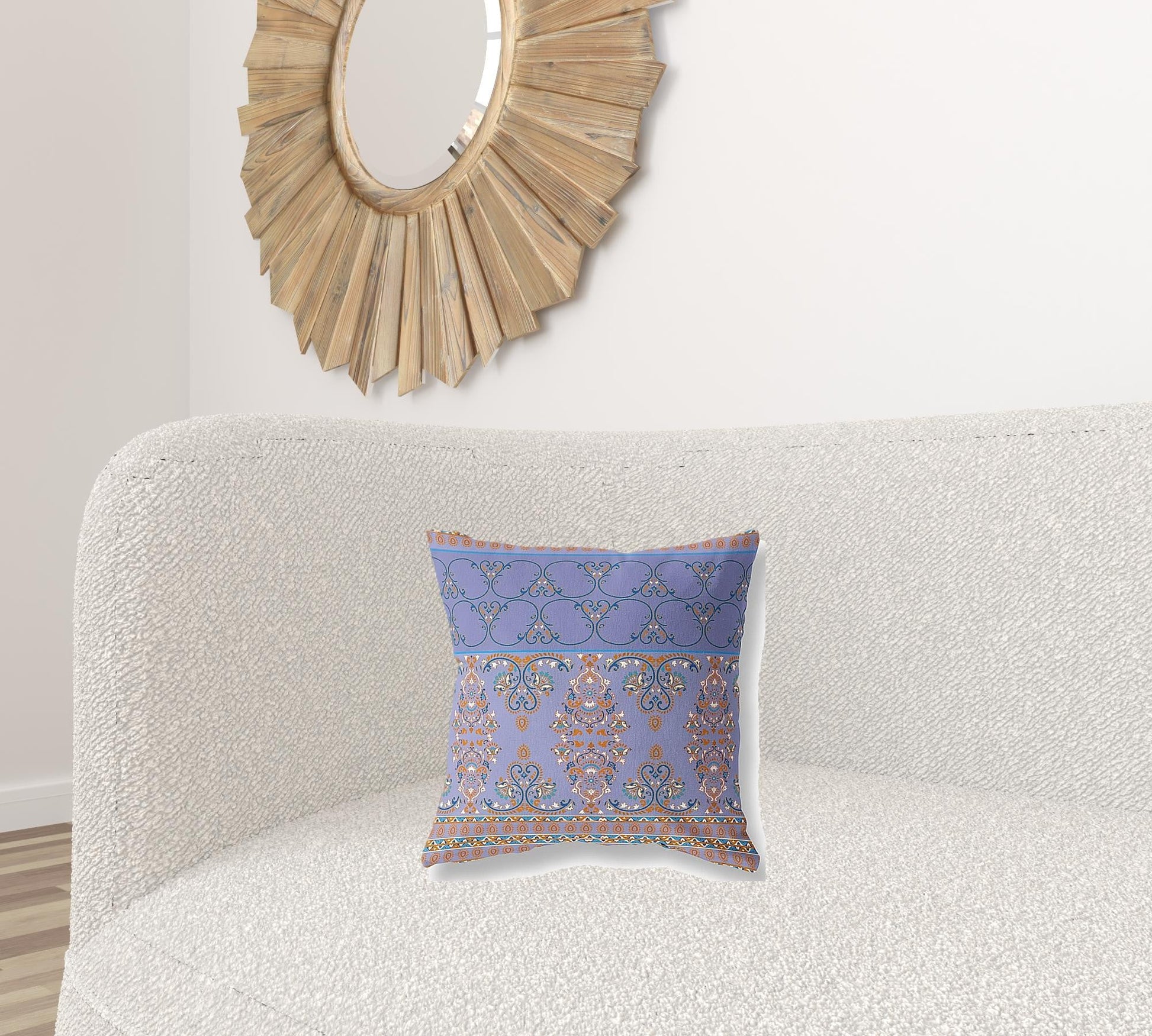 16" X 16" Purple And Blue Stencil Zippered Suede Throw Pillow FurniFindUSA