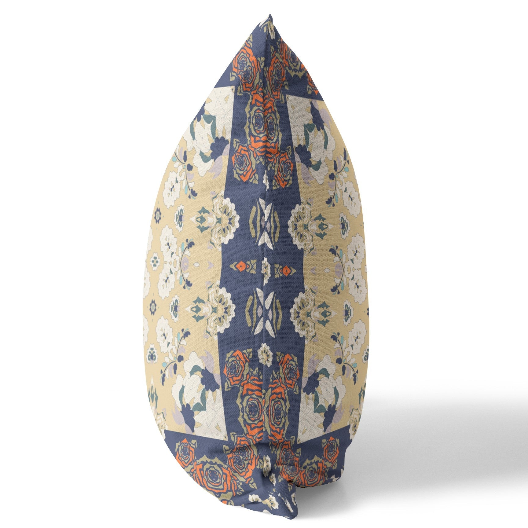16" X 16" Blue Yellow Floral Zippered Suede Throw Pillow FurniFindUSA