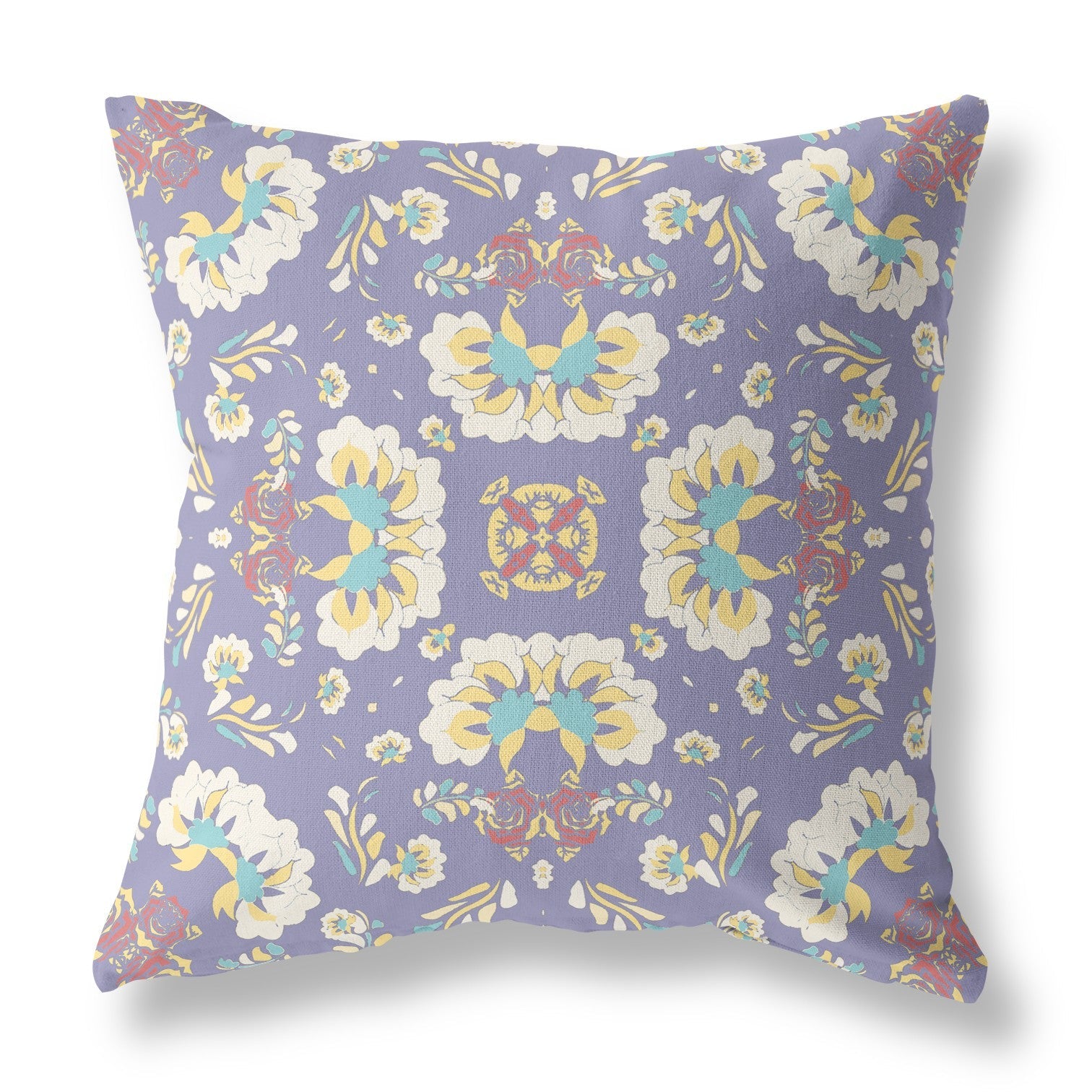 16" X 16" Purple Floral Zippered Suede Throw Pillow FurniFindUSA