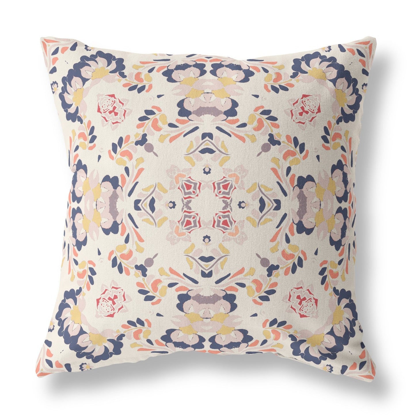 16" X 16" White And Blue Abstract Zippered Suede Throw Pillow FurniFindUSA