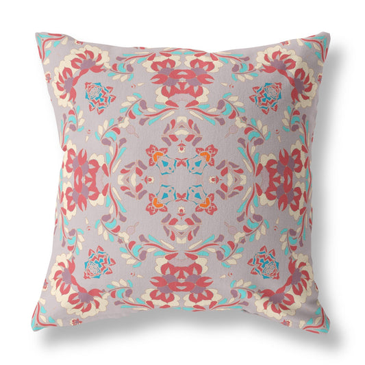 16" X 16" Purple And Red Abstract Zippered Suede Throw Pillow FurniFindUSA
